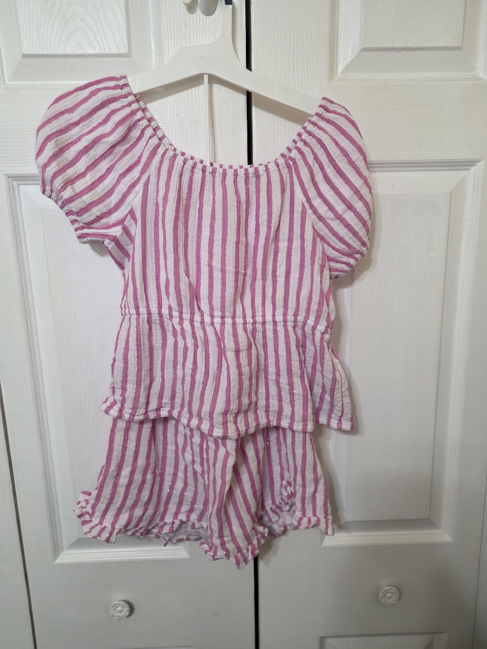Crewcuts Pink and White Striped Girls Matching Set